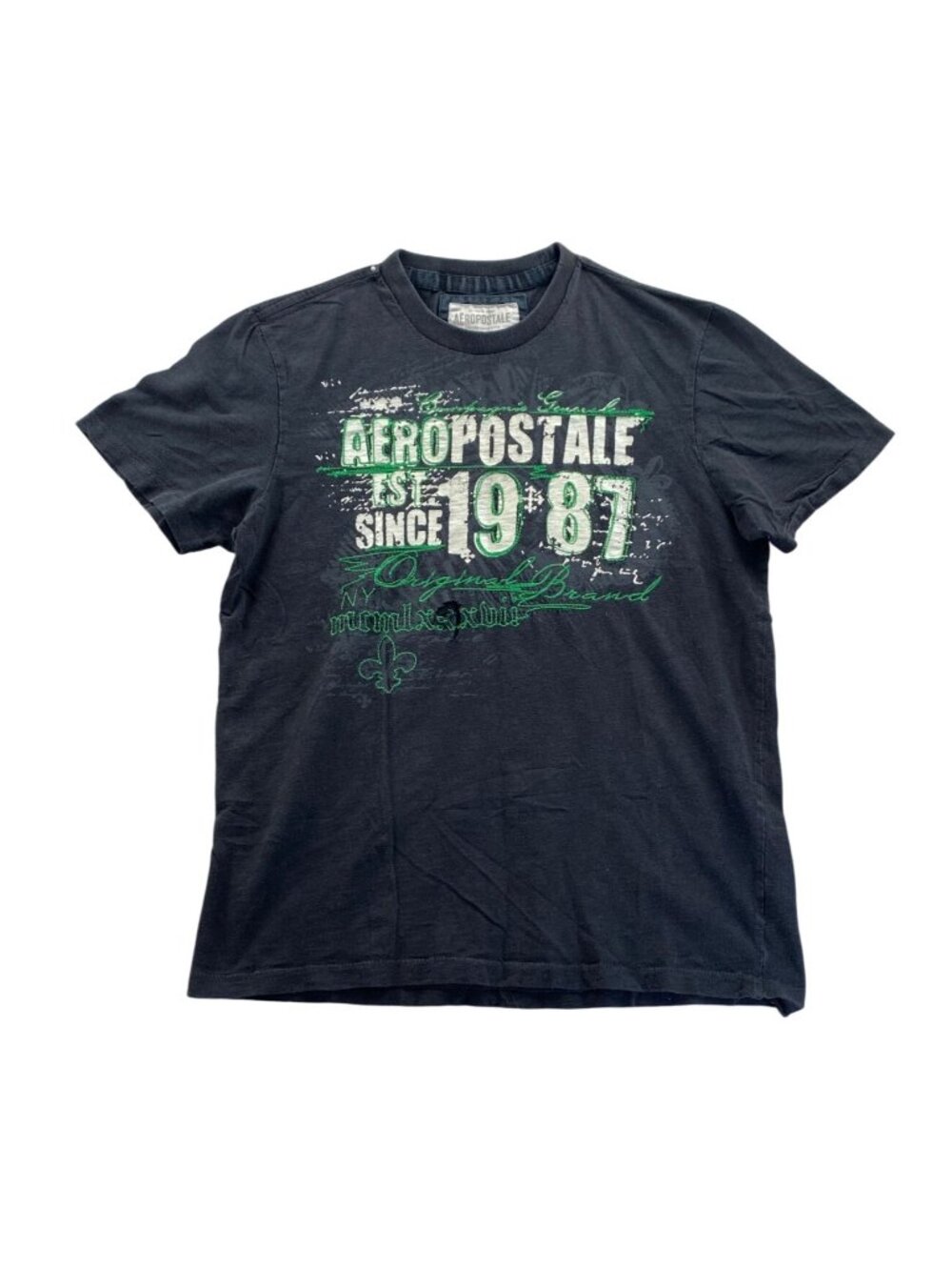 Aeropostale T-Shirt Size Large Black Short Sleeve Crewneck Graphic Casual Tee